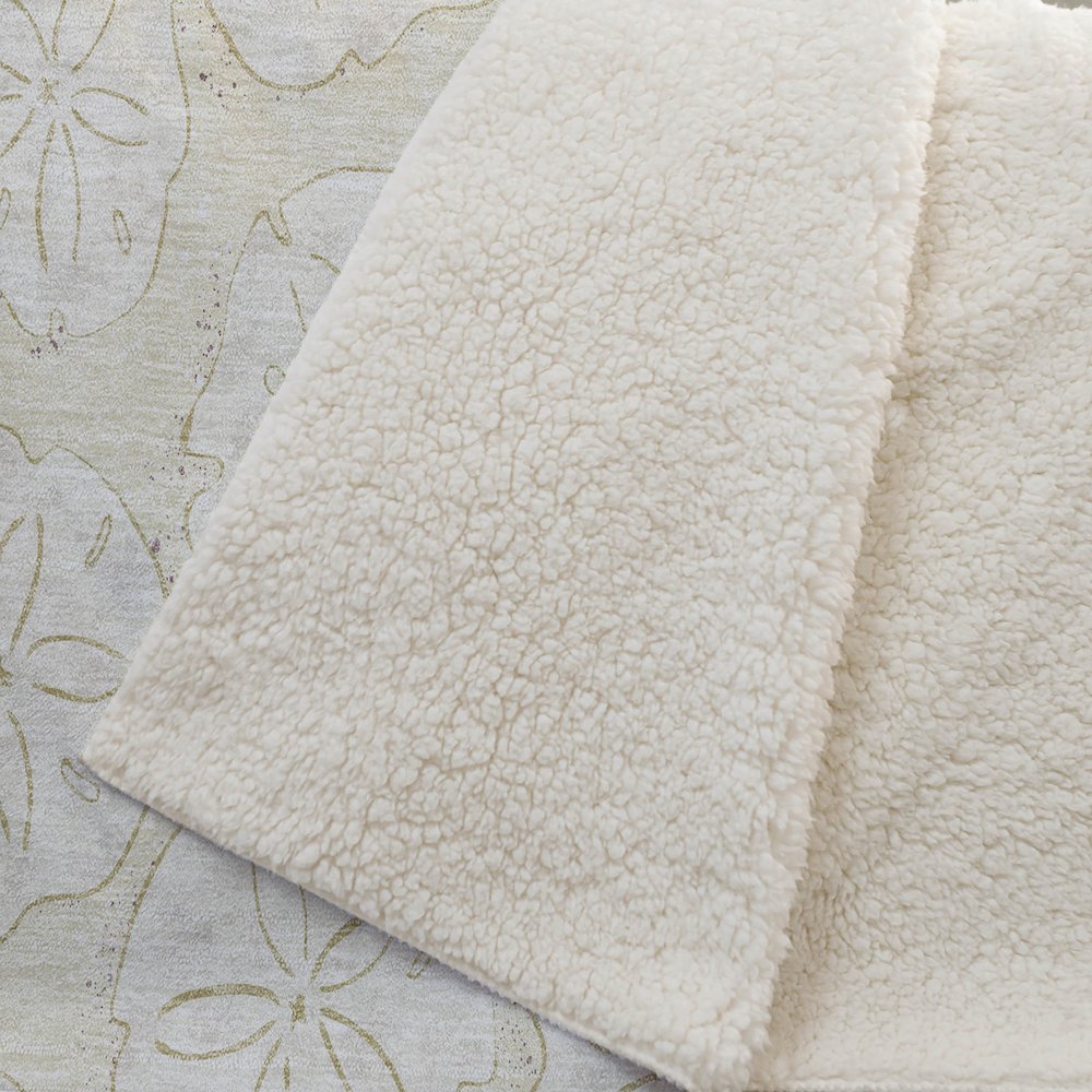 Premium Machine Washable ASB189 Sand 50" x 70" Sherpa Throw Blanket. Picture 2