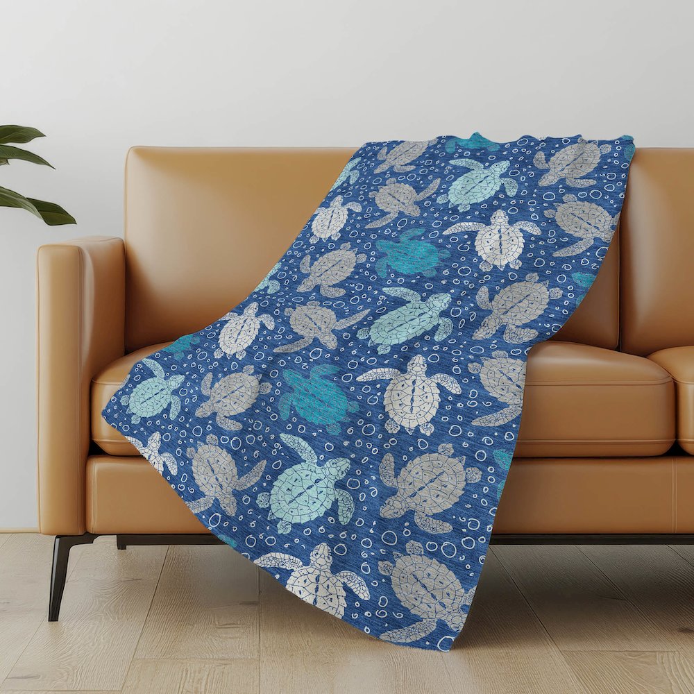 Premium Machine Washable ASB192 Blue 50" x 70" Sherpa Throw Blanket. Picture 4