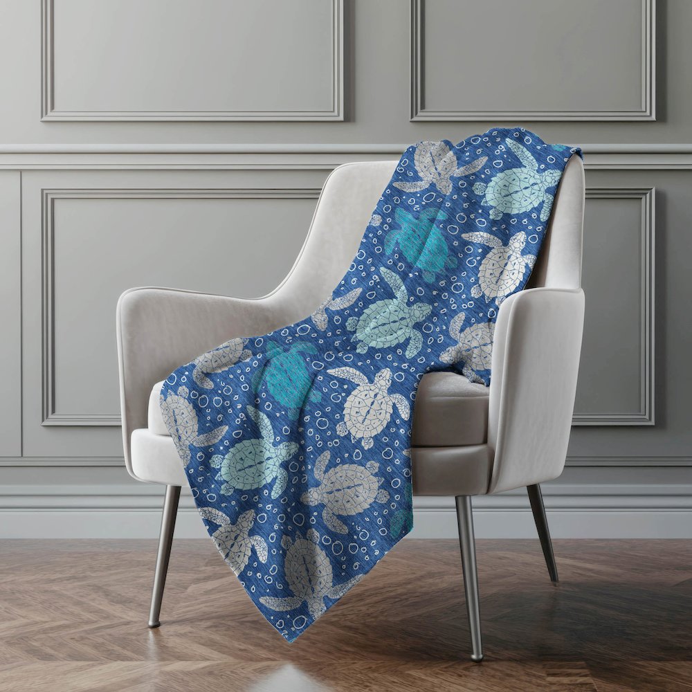 Premium Machine Washable ASB192 Blue 50" x 70" Sherpa Throw Blanket. Picture 5