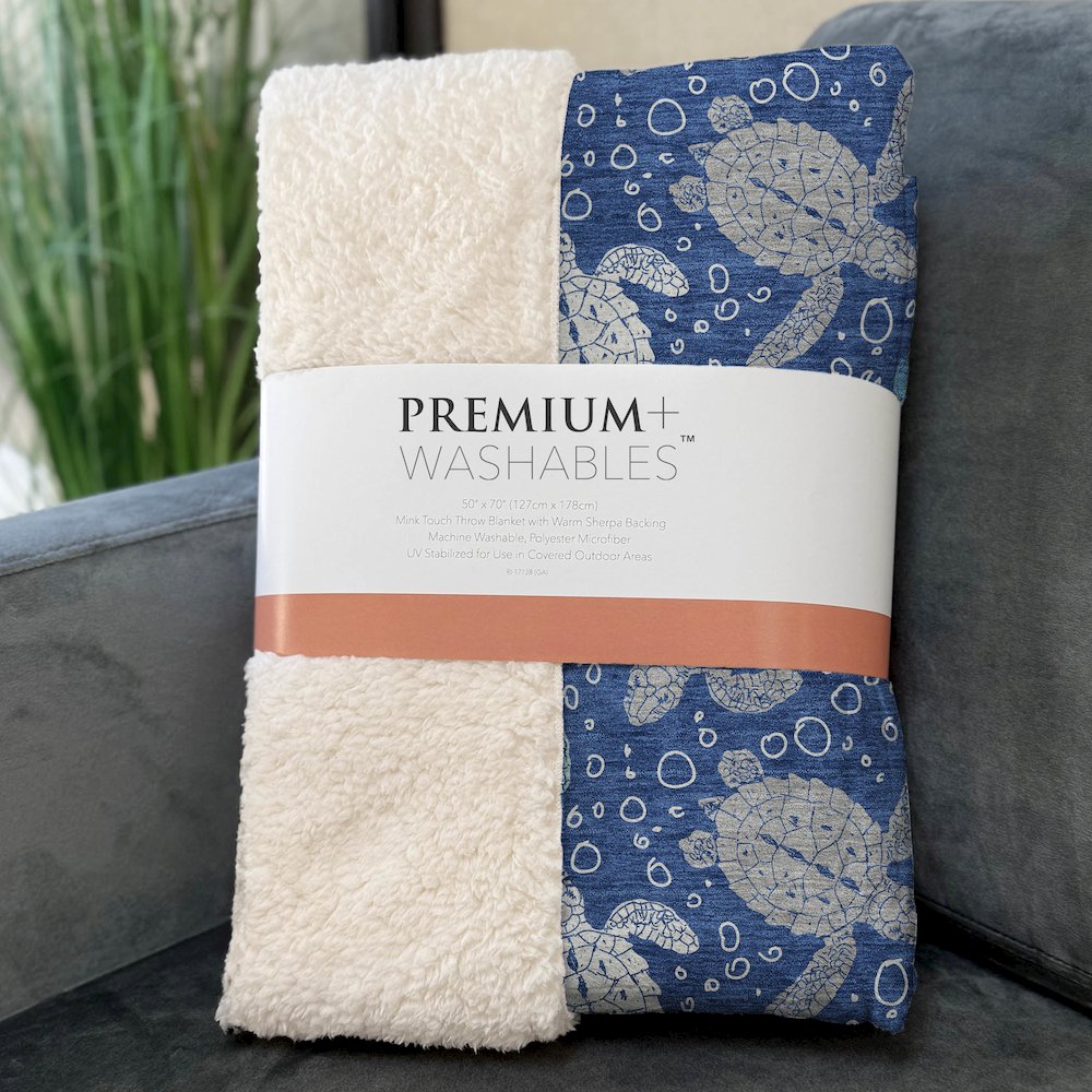 Premium Machine Washable ASB192 Blue 50" x 70" Sherpa Throw Blanket. Picture 3