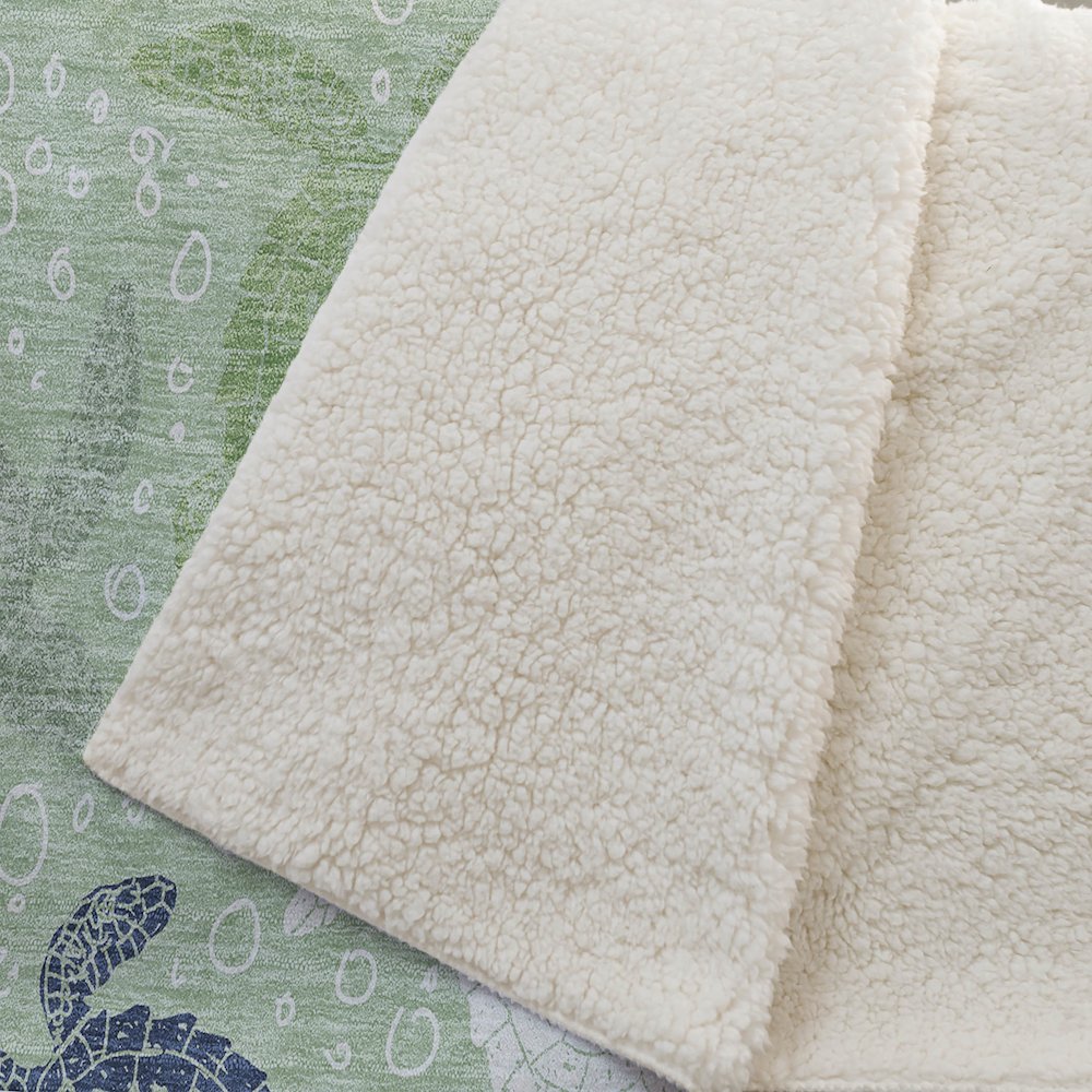 Premium Machine Washable ASB192 Green 50" x 70" Sherpa Throw Blanket. Picture 2