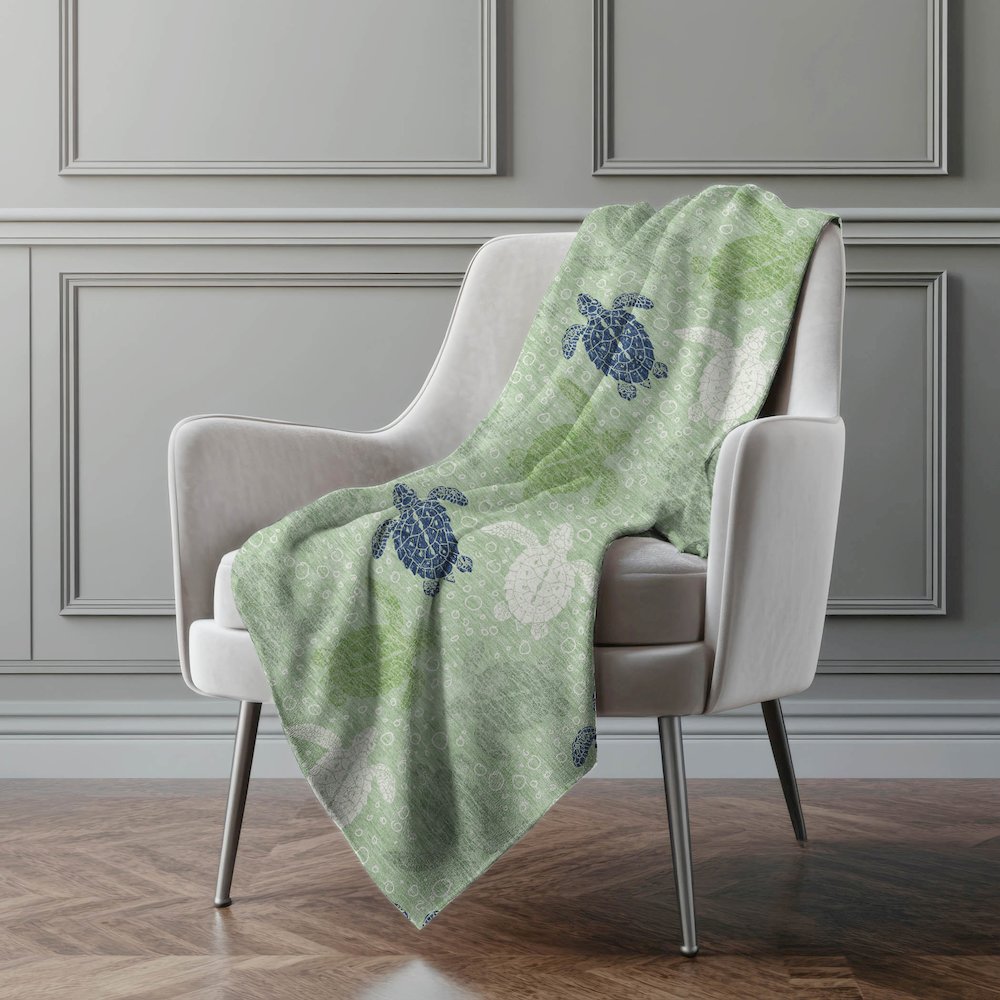 Premium Machine Washable ASB192 Green 50" x 70" Sherpa Throw Blanket. Picture 5