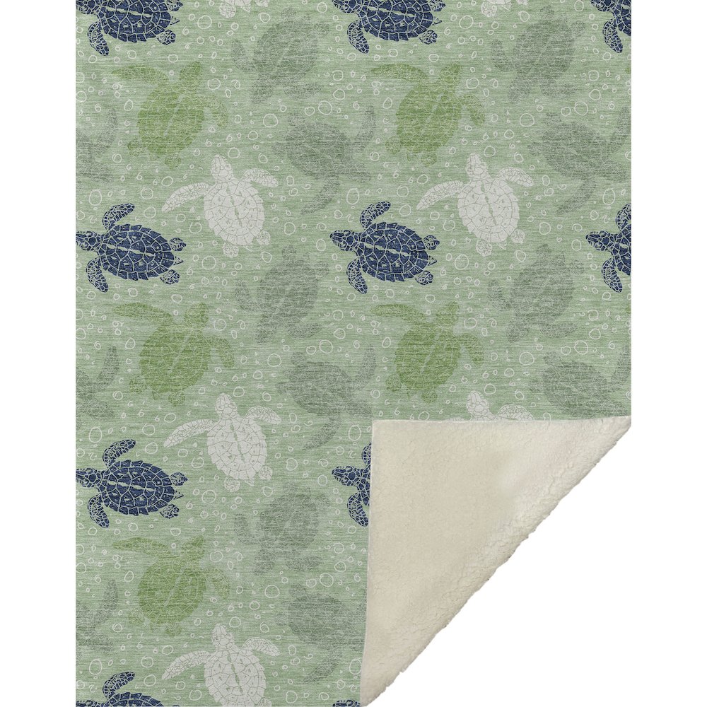 Premium Machine Washable ASB192 Green 50" x 70" Sherpa Throw Blanket. Picture 1
