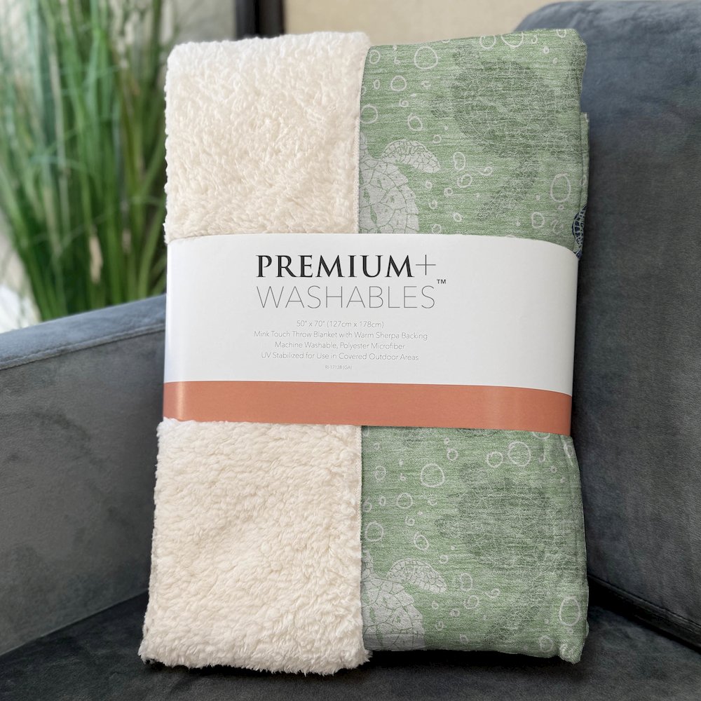 Premium Machine Washable ASB192 Green 50" x 70" Sherpa Throw Blanket. Picture 3