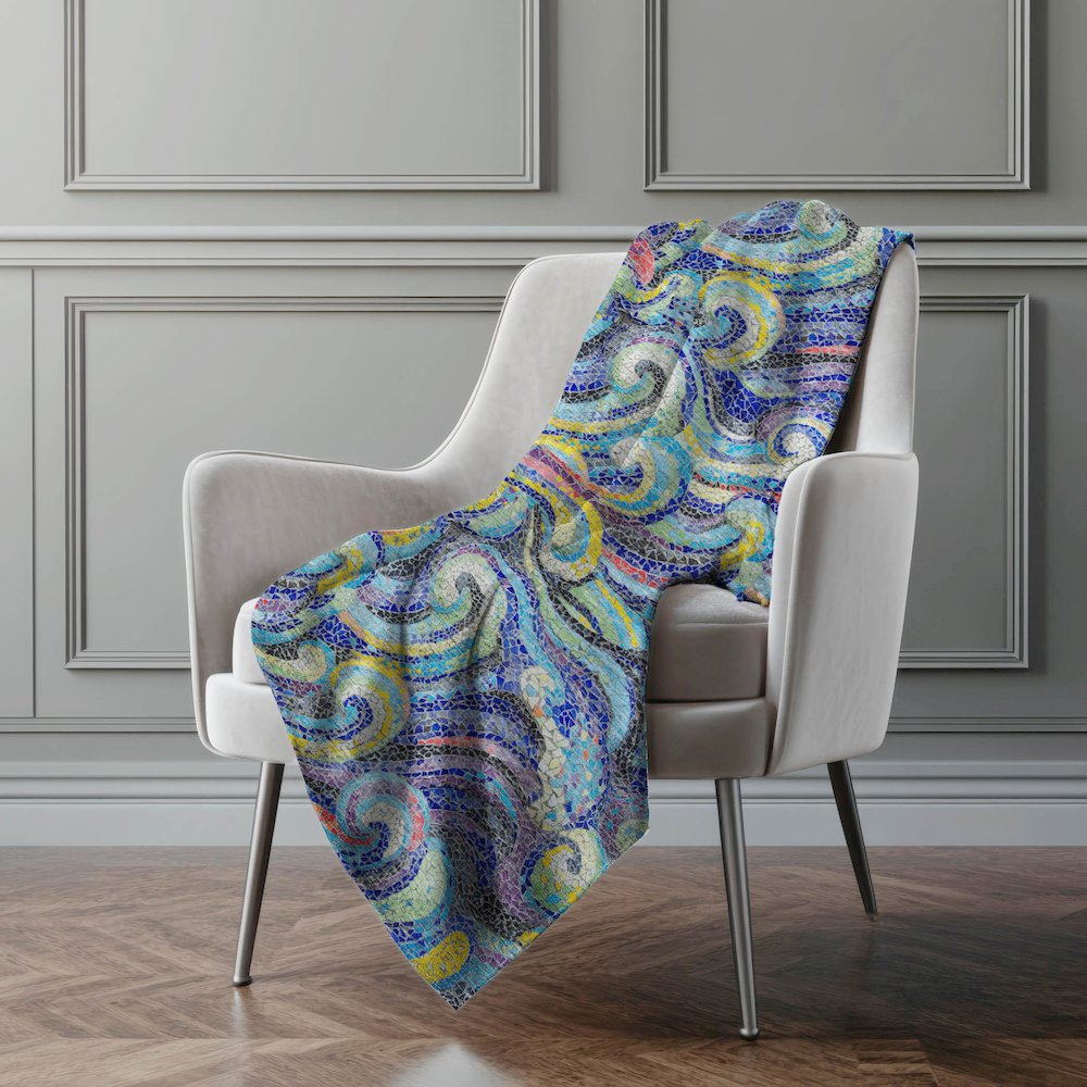 Premium Machine Washable ASB193 Ocean 50" x 70" Sherpa Throw Blanket. Picture 5