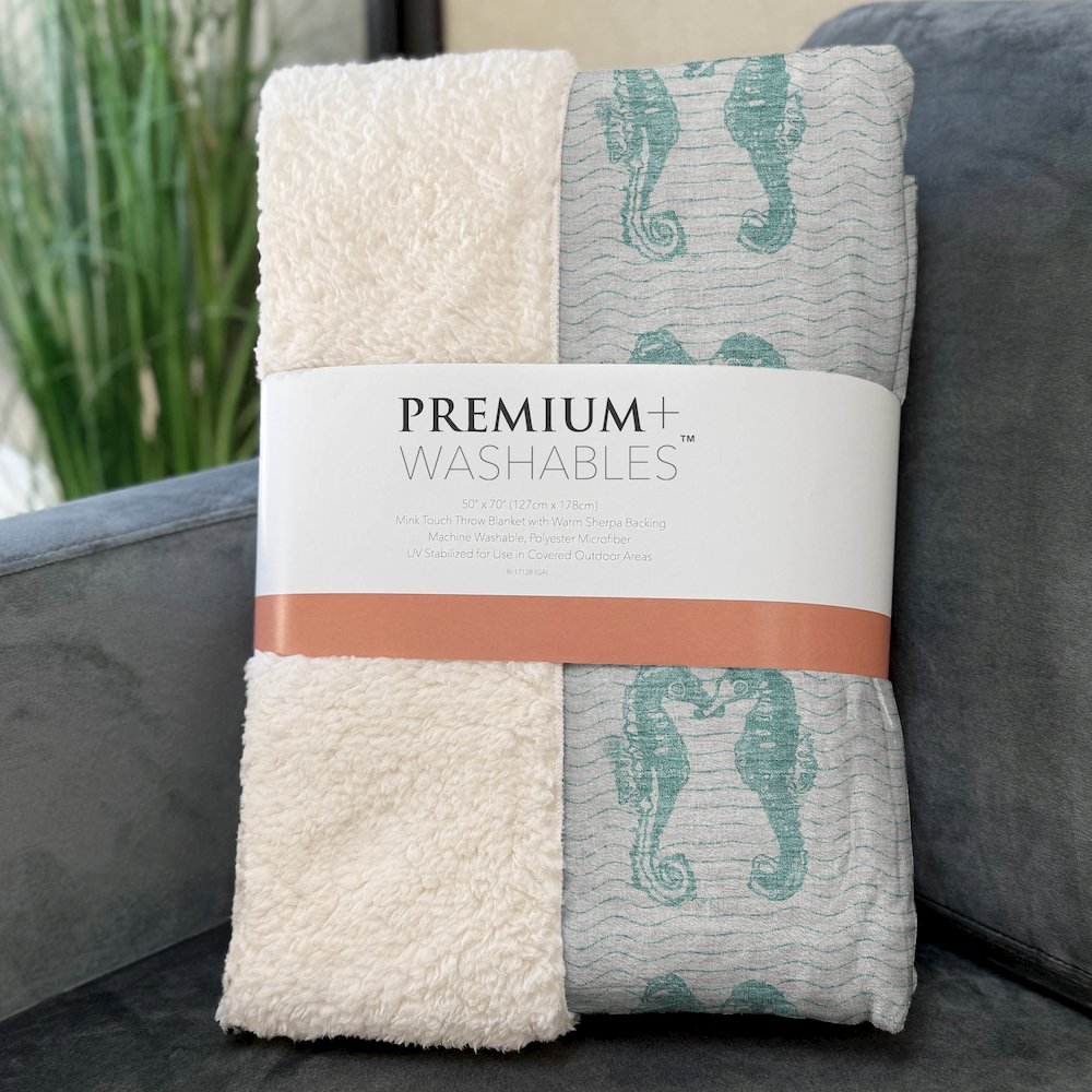 Premium Machine Washable ASB194 Aqua 50" x 70" Sherpa Throw Blanket. Picture 3