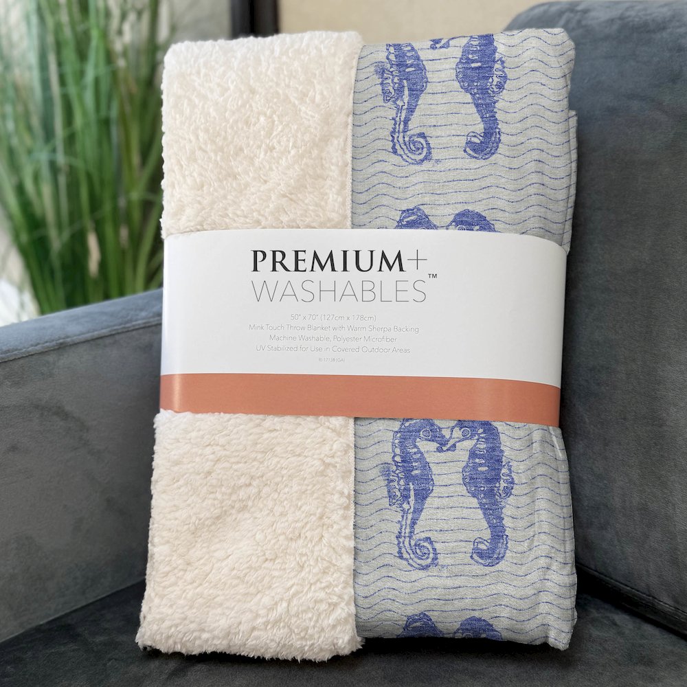 Premium Machine Washable ASB194 Blue 50" x 70" Sherpa Throw Blanket. Picture 3