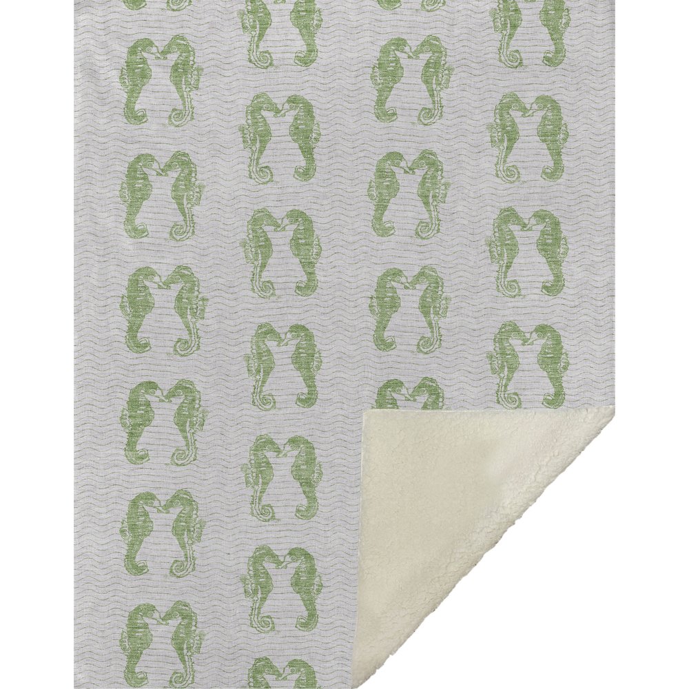 Premium Machine Washable ASB194 Green 50" x 70" Sherpa Throw Blanket. Picture 1