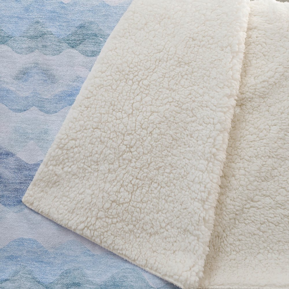 Premium Machine Washable ASB195 Blue 50" x 70" Sherpa Throw Blanket. Picture 2