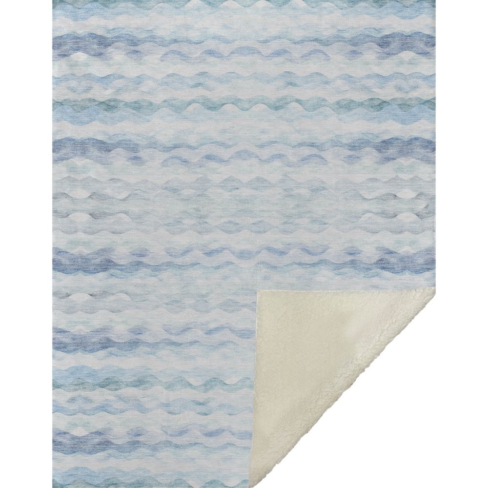 Premium Machine Washable ASB195 Blue 50" x 70" Sherpa Throw Blanket. Picture 1