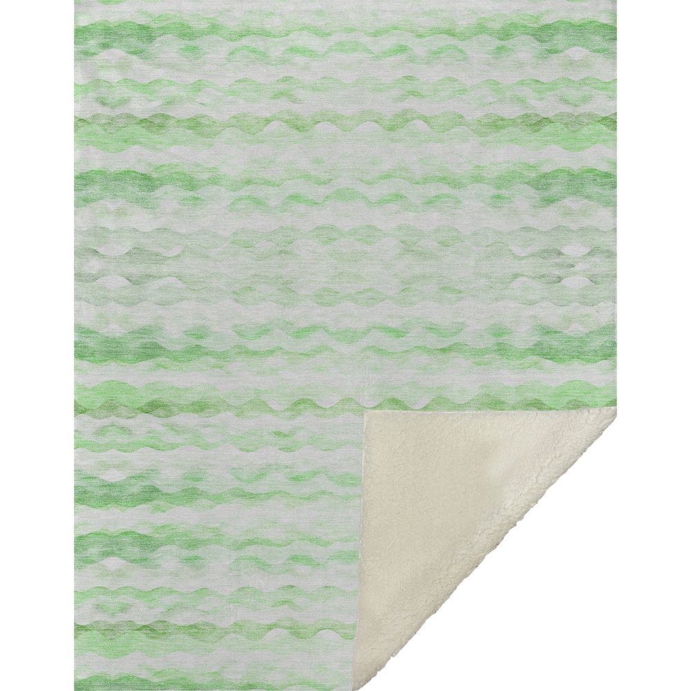 Premium Machine Washable ASB195 Green 50" x 70" Sherpa Throw Blanket. Picture 1