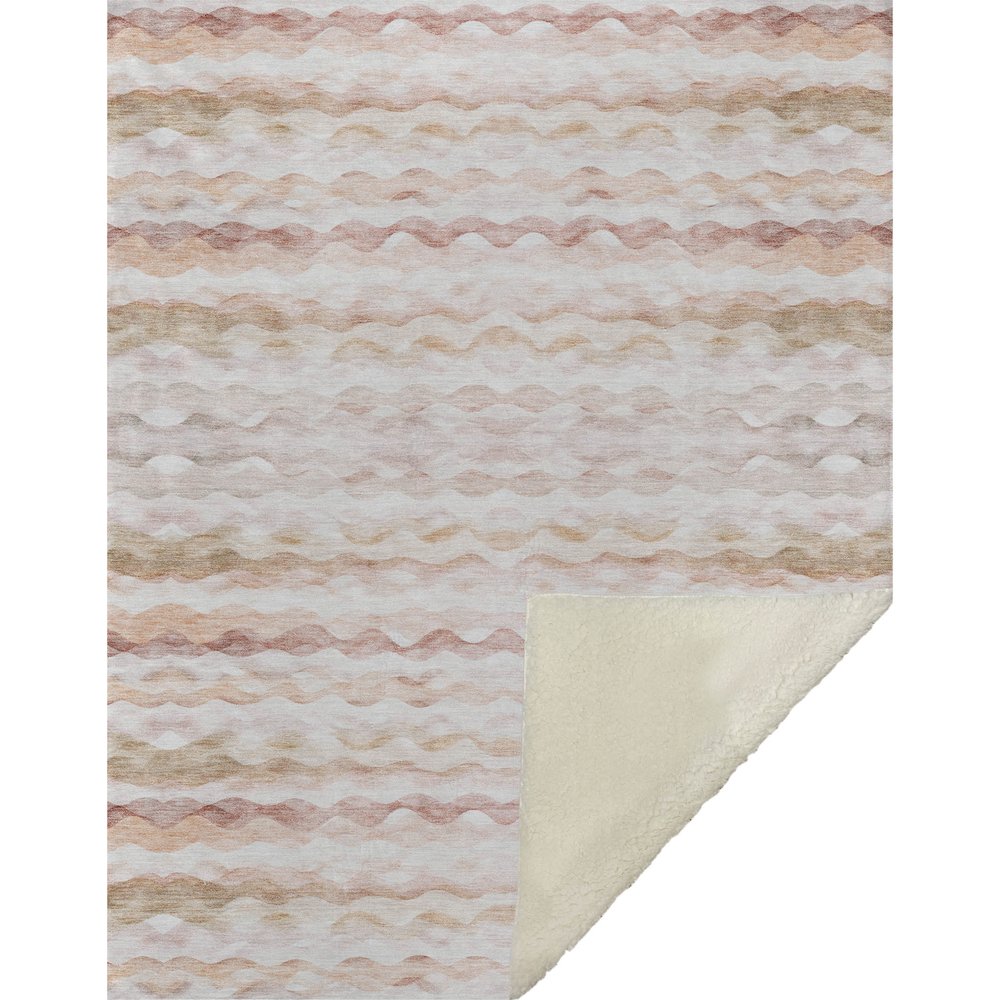 Premium Machine Washable ASB195 Peach 50" x 70" Sherpa Throw Blanket. Picture 1