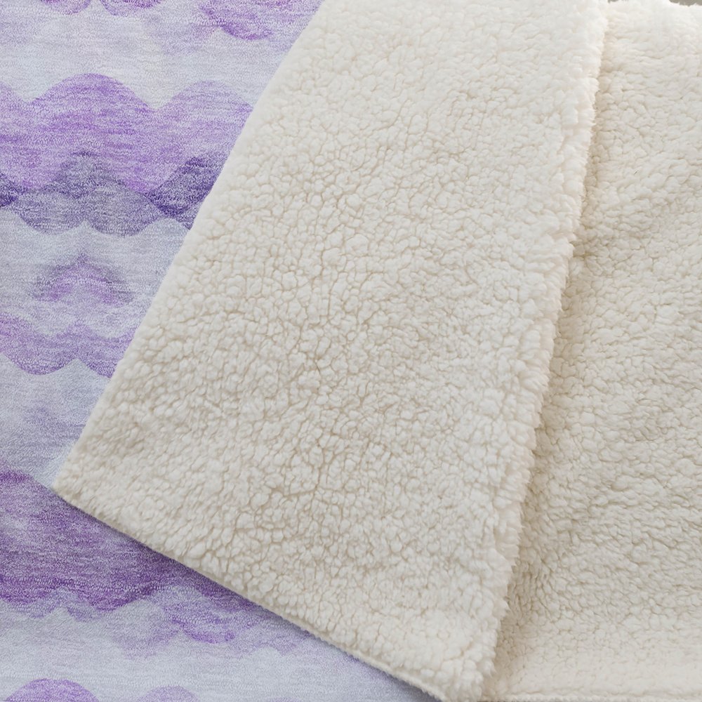 Premium Machine Washable ASB195 Purple 50" x 70" Sherpa Throw Blanket. Picture 2