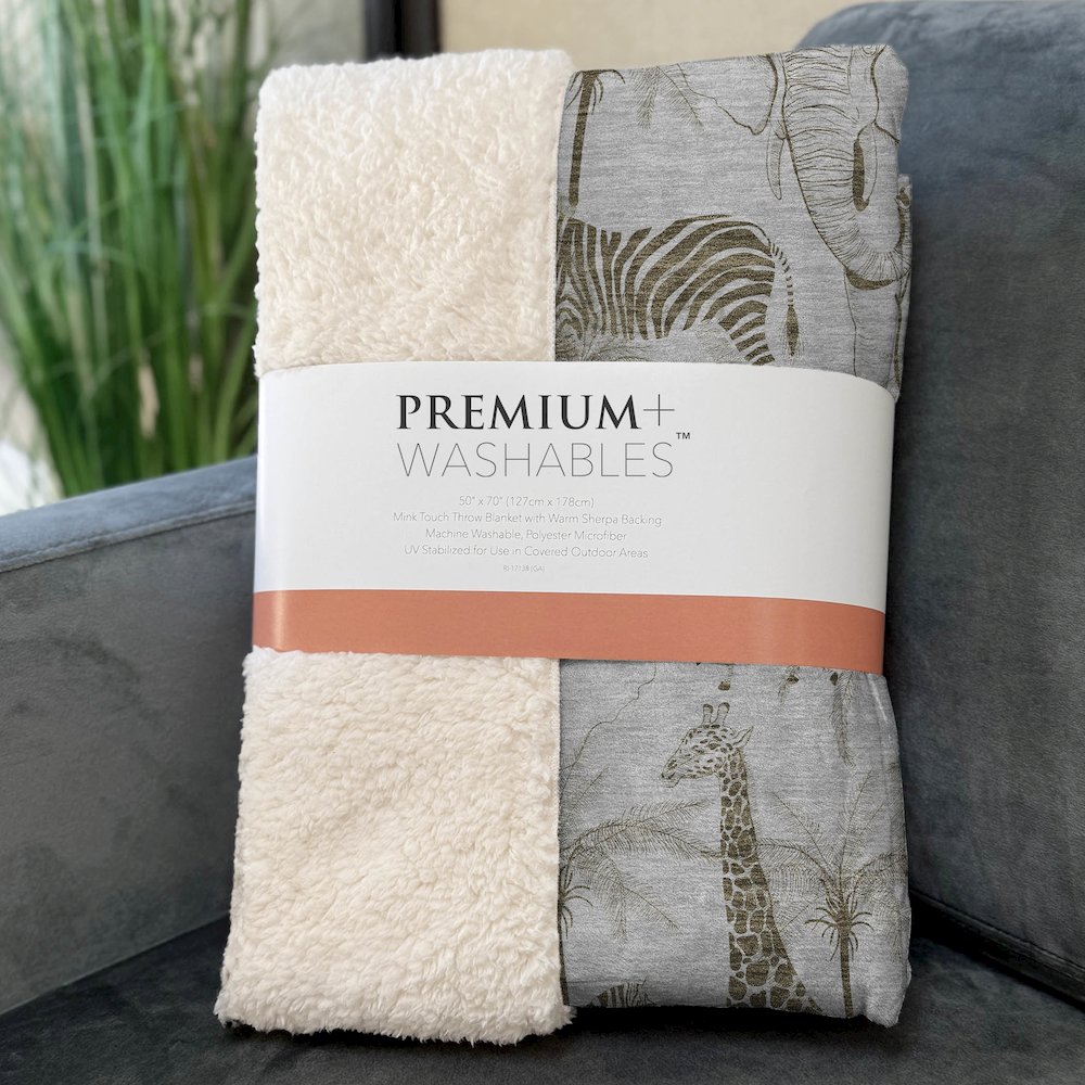 Premium Machine Washable ASB202 Fog 50" x 70" Sherpa Throw Blanket. Picture 3