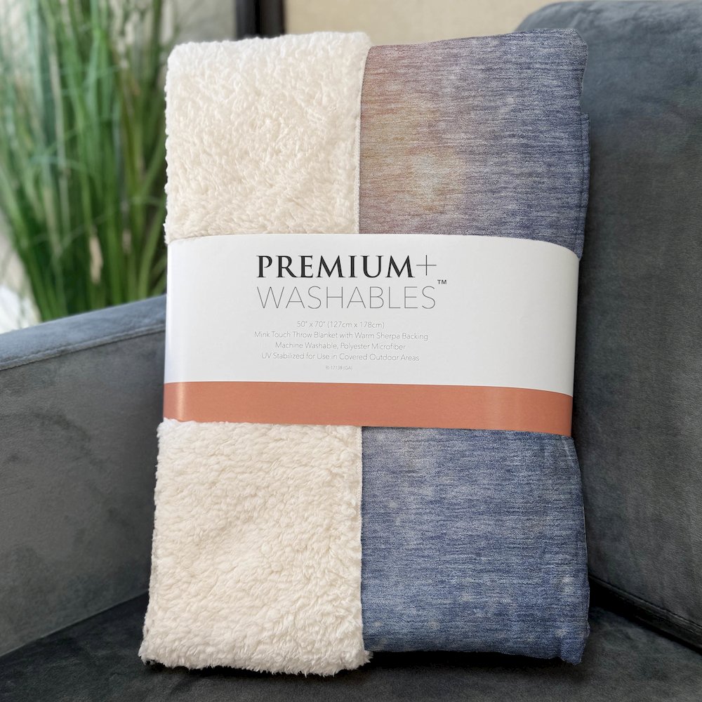 Premium Machine Washable ASB212 Blue 50" x 70" Sherpa Throw Blanket. Picture 3