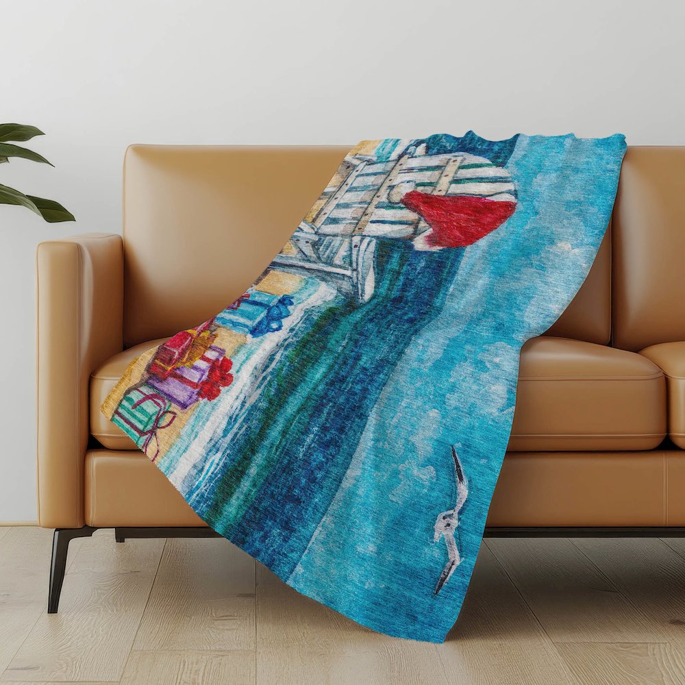 Premium Machine Washable ASB220 Blue 50" x 70" Sherpa Throw Blanket. Picture 4