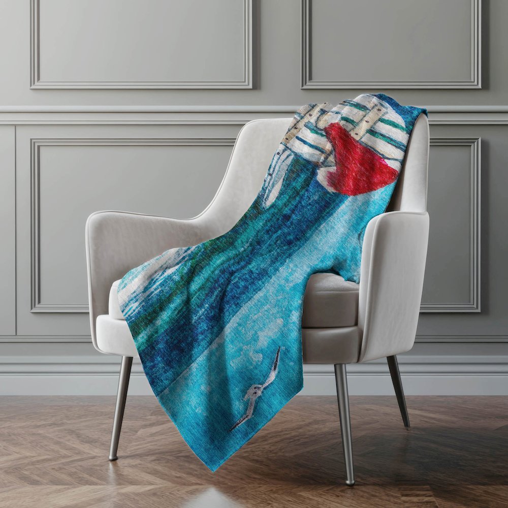 Premium Machine Washable ASB220 Blue 50" x 70" Sherpa Throw Blanket. Picture 5