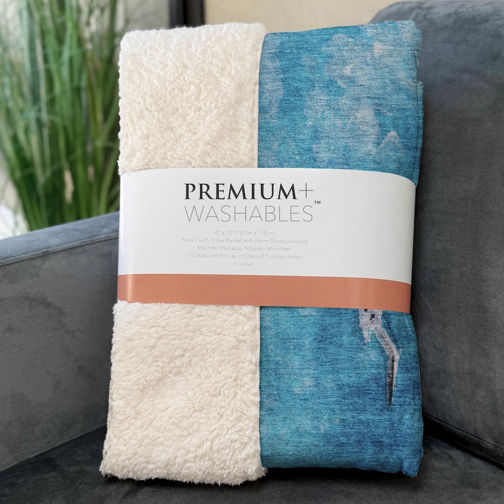 Premium Machine Washable ASB220 Blue 50" x 70" Sherpa Throw Blanket. Picture 3