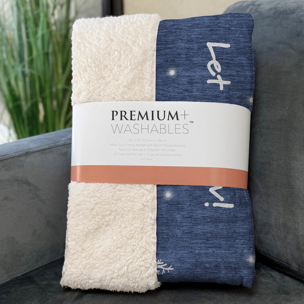 Premium Machine Washable ASB223 Blue 50" x 70" Sherpa Throw Blanket. Picture 3