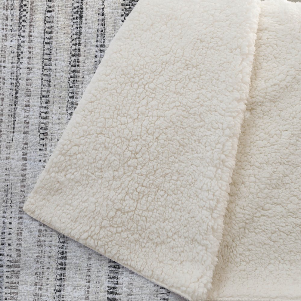 Premium Machine Washable ASB31 Beige 50" x 70" Sherpa Throw Blanket. Picture 2