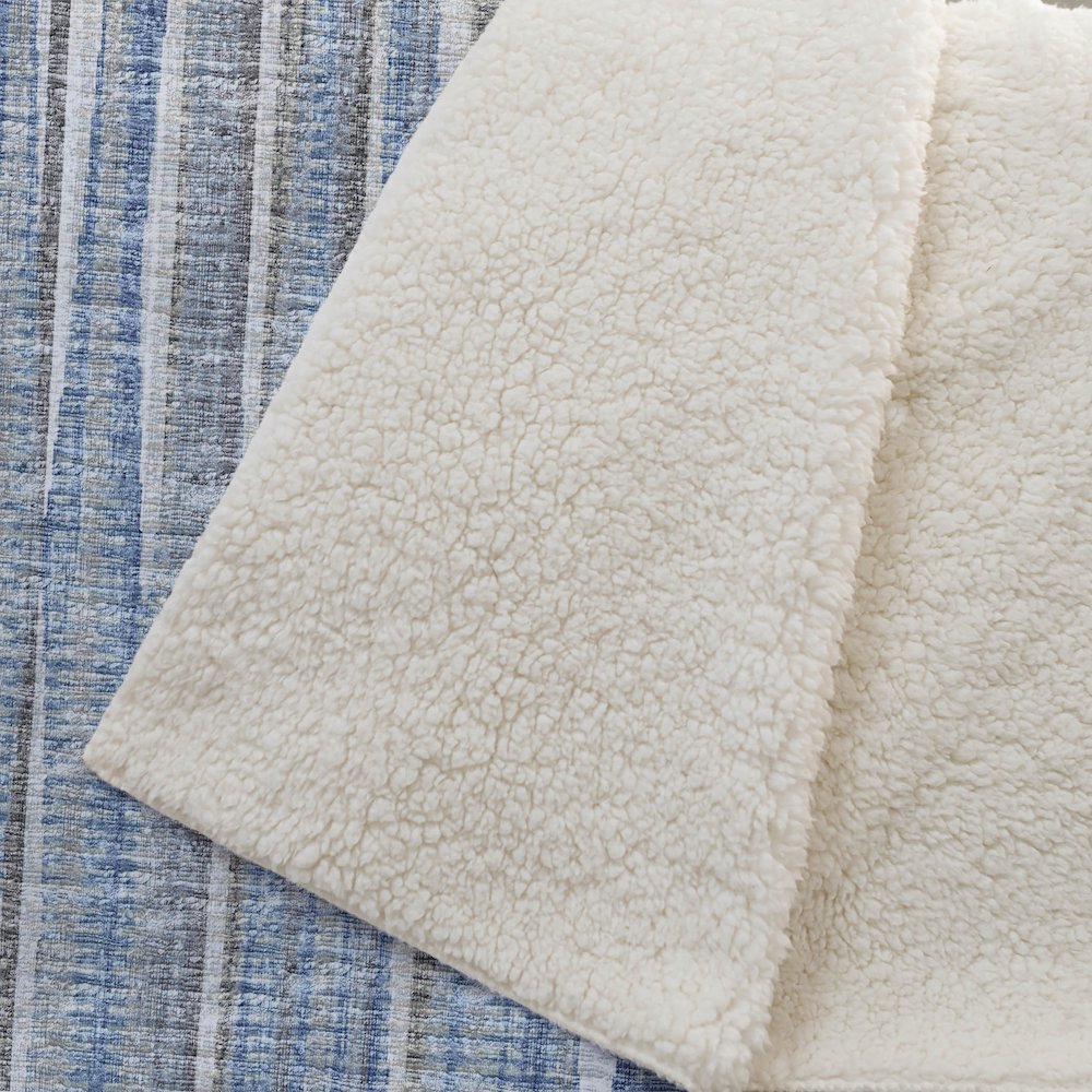 Premium Machine Washable ASB31 Blue 50" x 70" Sherpa Throw Blanket. Picture 2