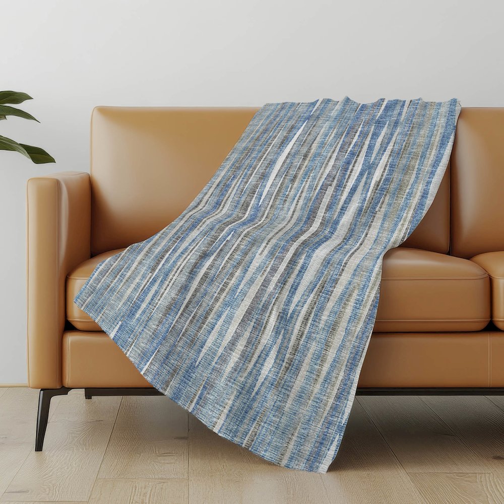 Premium Machine Washable ASB31 Blue 50" x 70" Sherpa Throw Blanket. Picture 4