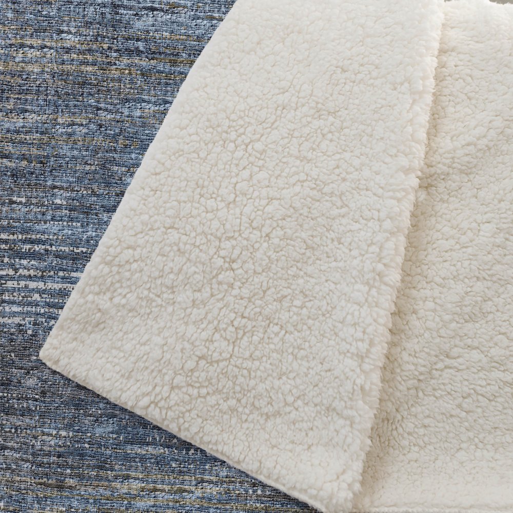 Premium Machine Washable ASB32 Blue 50" x 70" Sherpa Throw Blanket. Picture 2