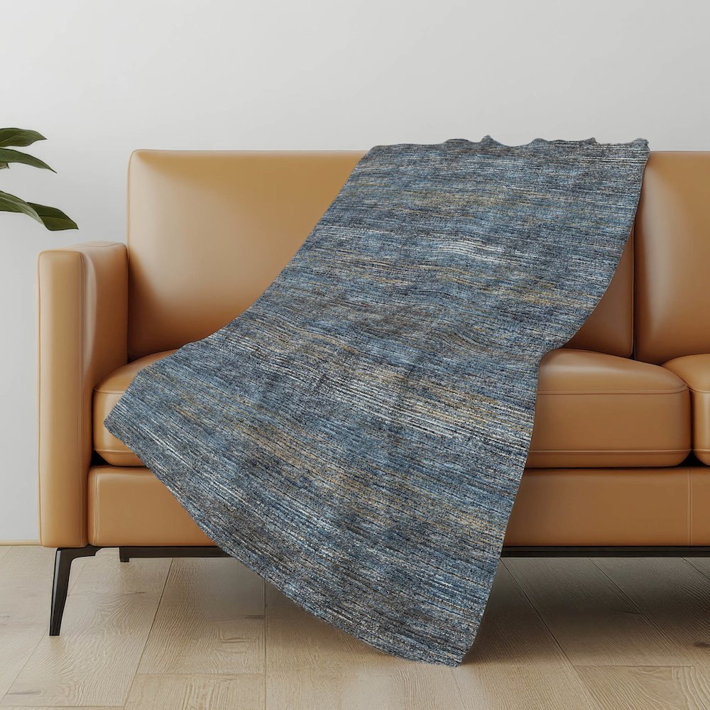 Premium Machine Washable ASB32 Blue 50" x 70" Sherpa Throw Blanket. Picture 4
