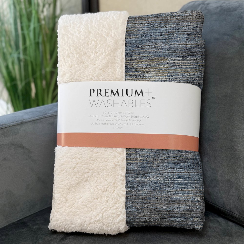 Premium Machine Washable ASB32 Blue 50" x 70" Sherpa Throw Blanket. Picture 3