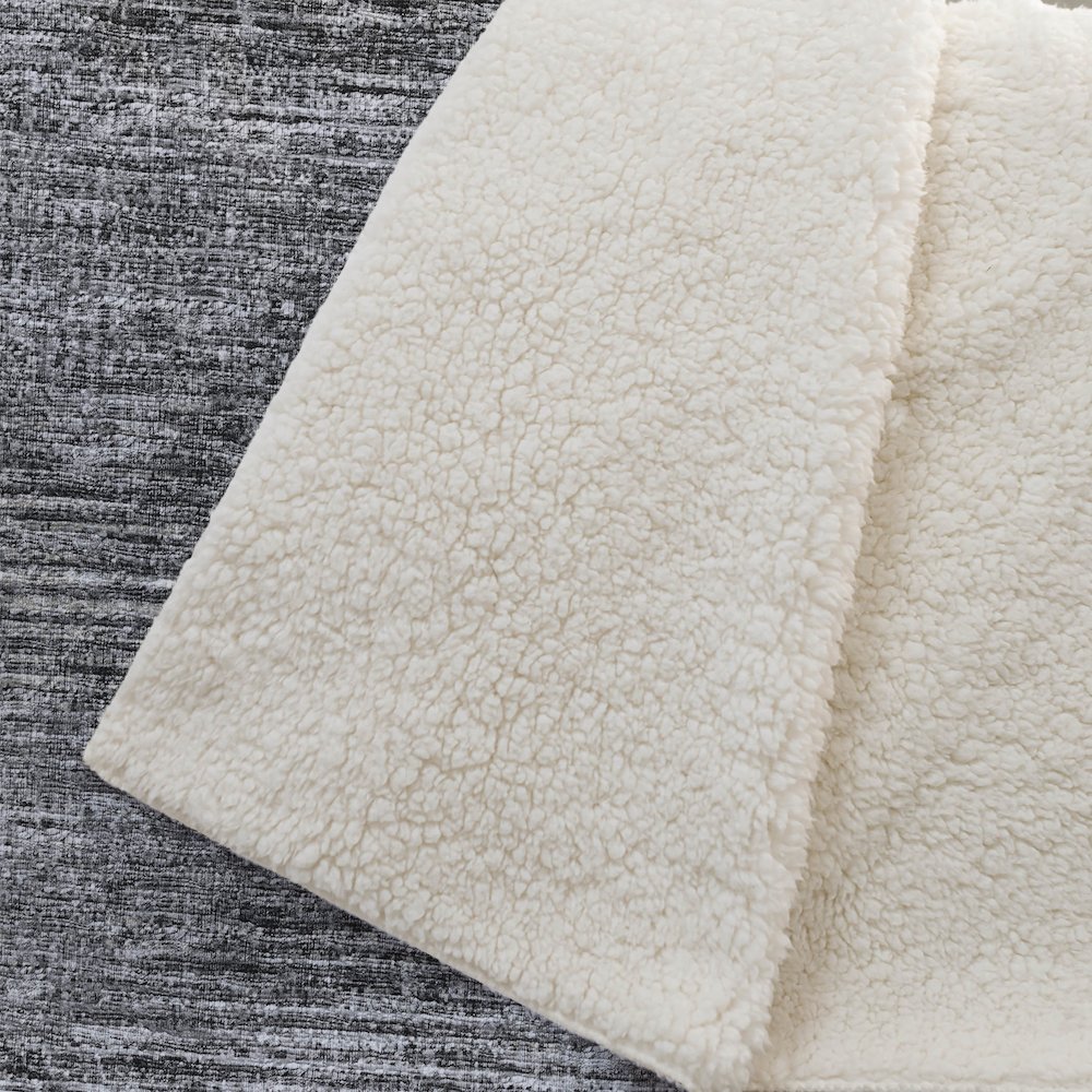 Premium Machine Washable ASB32 Gray 50" x 70" Sherpa Throw Blanket. Picture 2