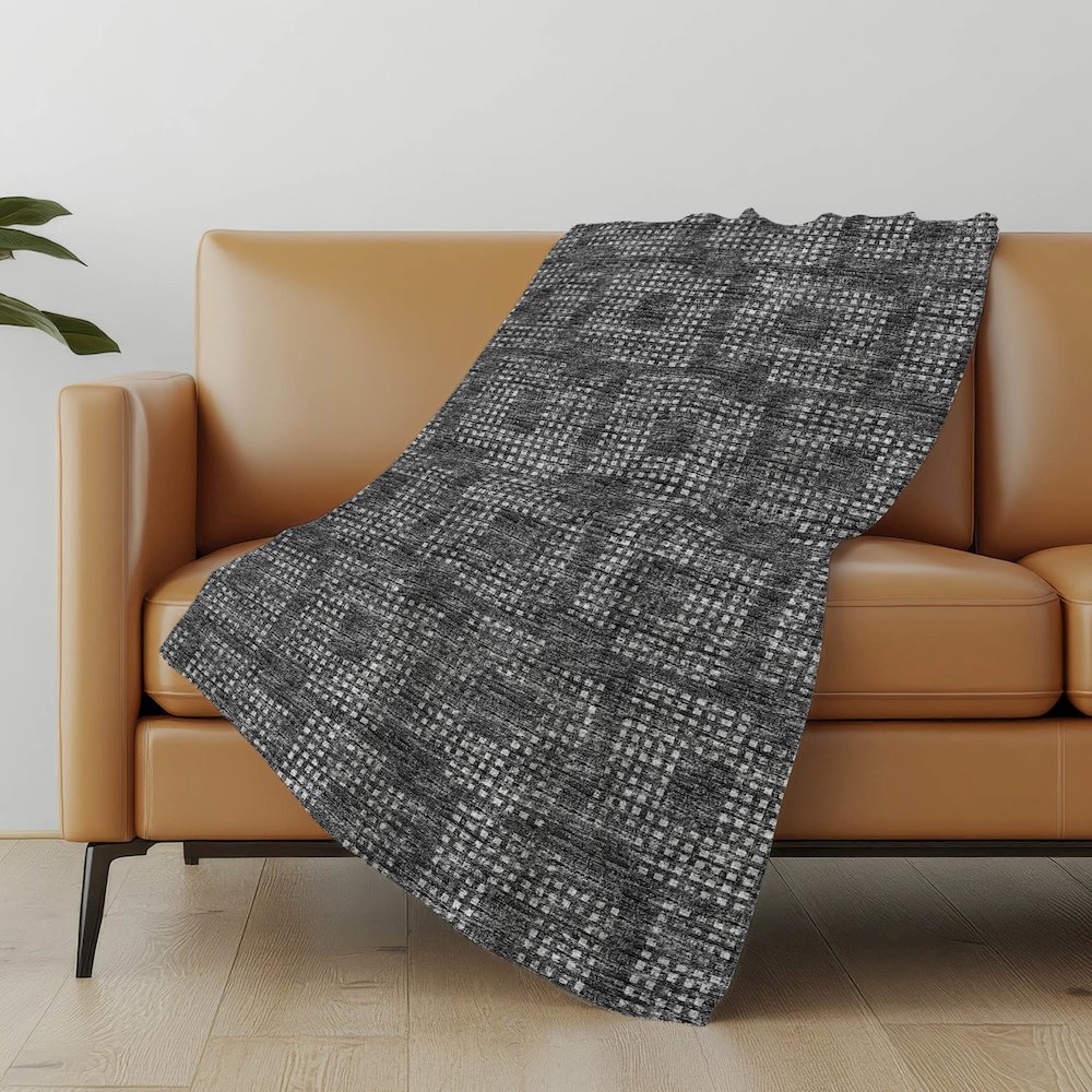 Premium Machine Washable ASB33 Black 50" x 70" Sherpa Throw Blanket. Picture 4