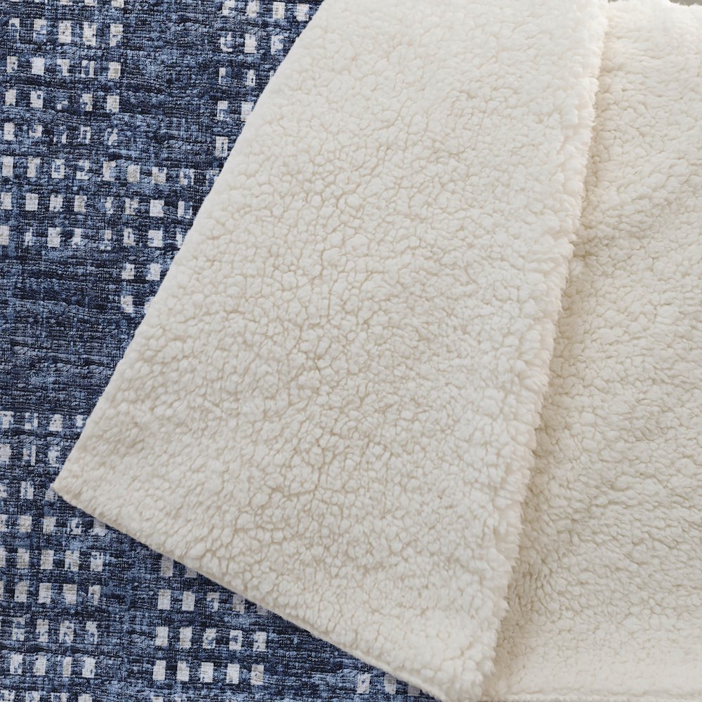 Premium Machine Washable ASB33 Blue 50" x 70" Sherpa Throw Blanket. Picture 2