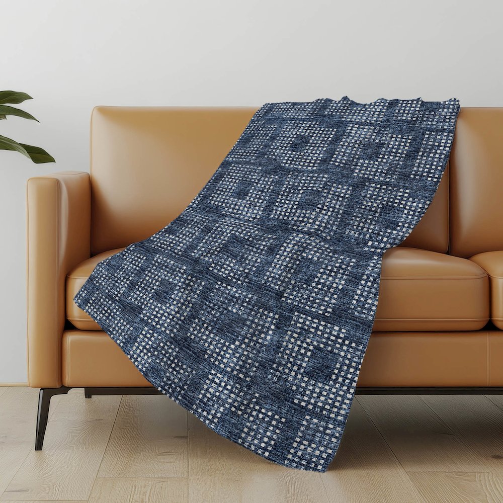 Premium Machine Washable ASB33 Blue 50" x 70" Sherpa Throw Blanket. Picture 4