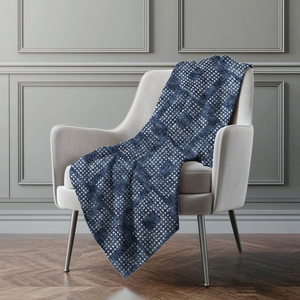 Premium Machine Washable ASB33 Blue 50" x 70" Sherpa Throw Blanket. Picture 5