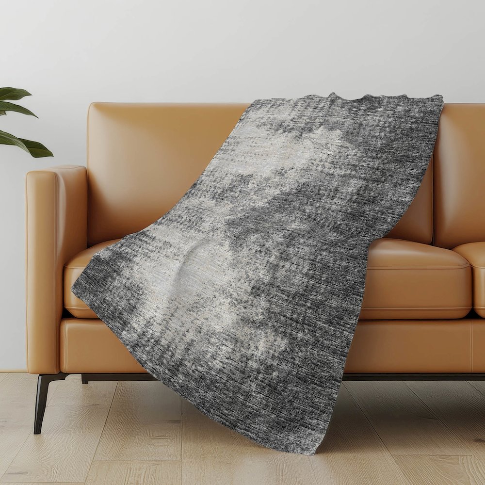 Premium Machine Washable ASB34 Black 50" x 70" Sherpa Throw Blanket. Picture 4