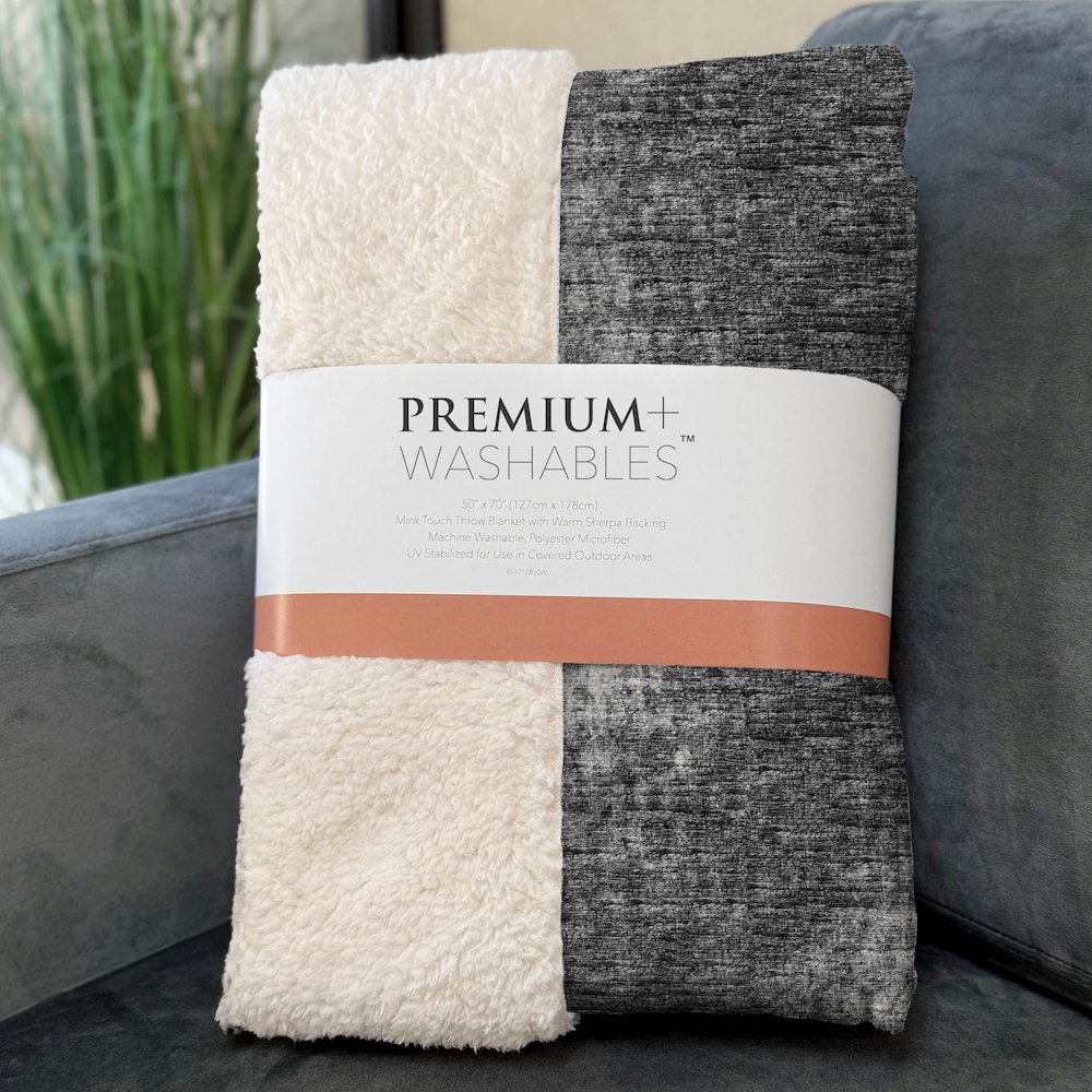 Premium Machine Washable ASB34 Black 50" x 70" Sherpa Throw Blanket. Picture 3