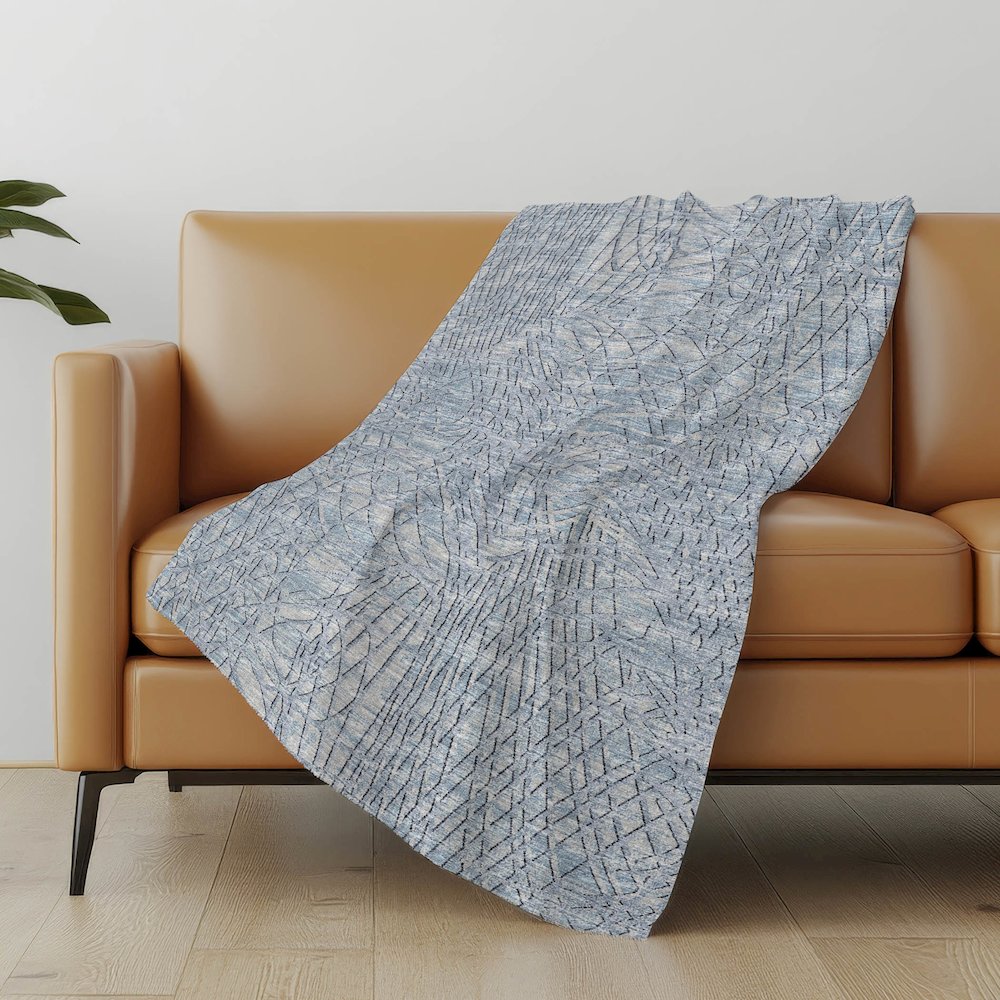 Premium Machine Washable ASB35 Blue 50" x 70" Sherpa Throw Blanket. Picture 4