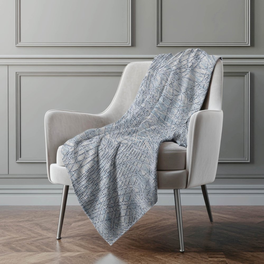 Premium Machine Washable ASB35 Blue 50" x 70" Sherpa Throw Blanket. Picture 5