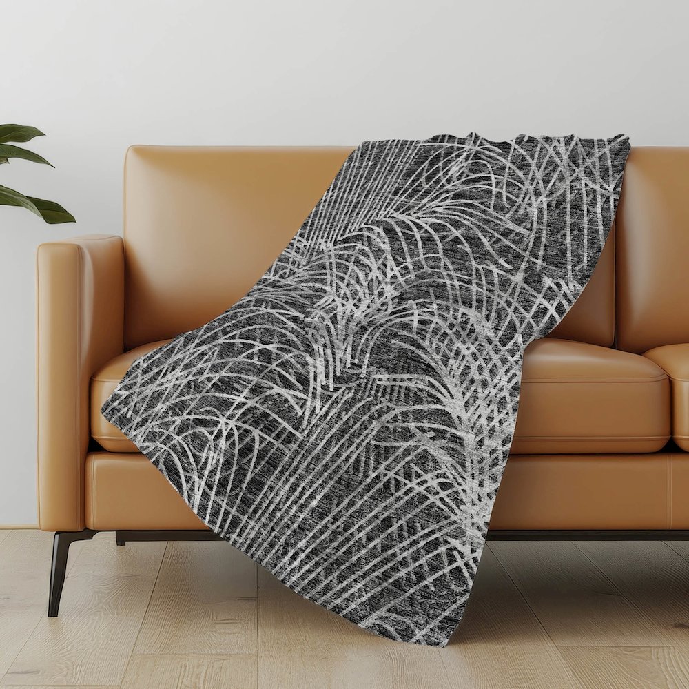 Premium Machine Washable ASB35 Charcoal 50" x 70" Sherpa Throw Blanket. Picture 4