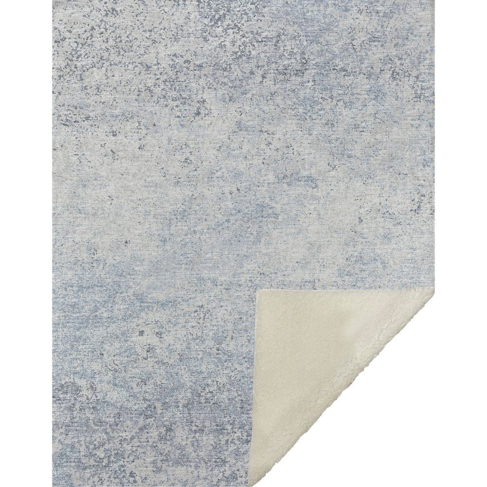 Premium Machine Washable ASB36 Blue 50" x 70" Sherpa Throw Blanket. Picture 1