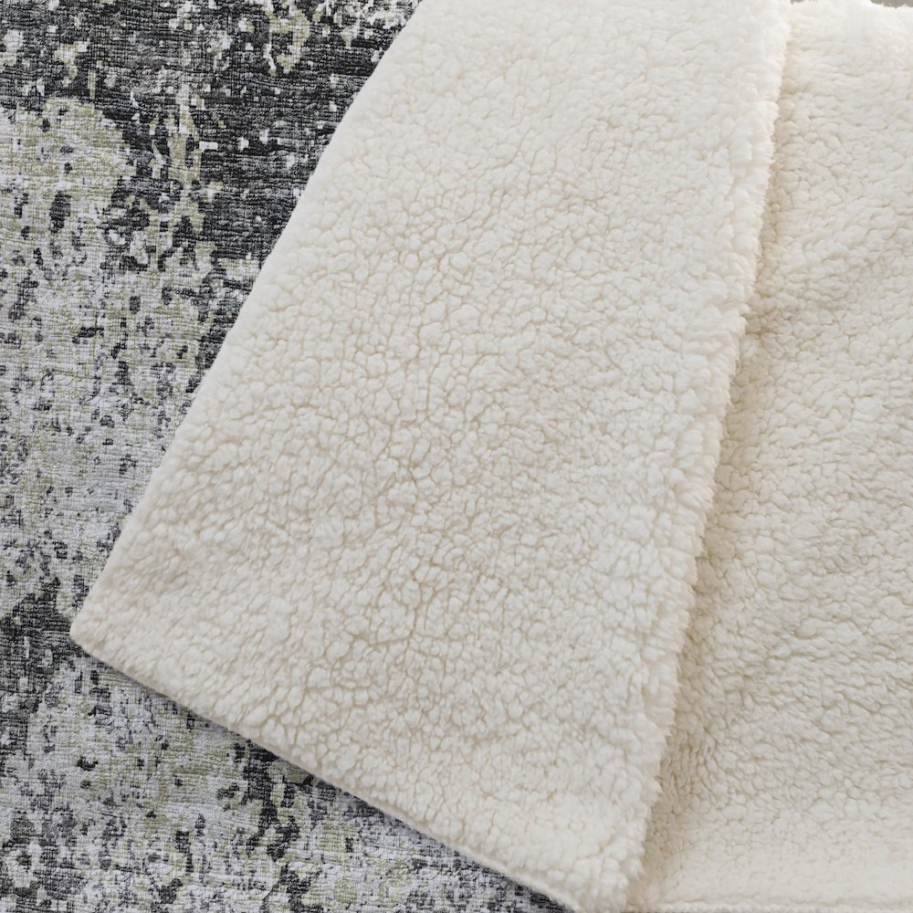 Premium Machine Washable ASB36 Gray 50" x 70" Sherpa Throw Blanket. Picture 2