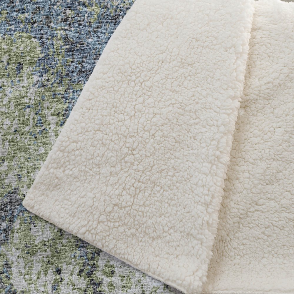 Premium Machine Washable ASB36 Green 50" x 70" Sherpa Throw Blanket. Picture 2