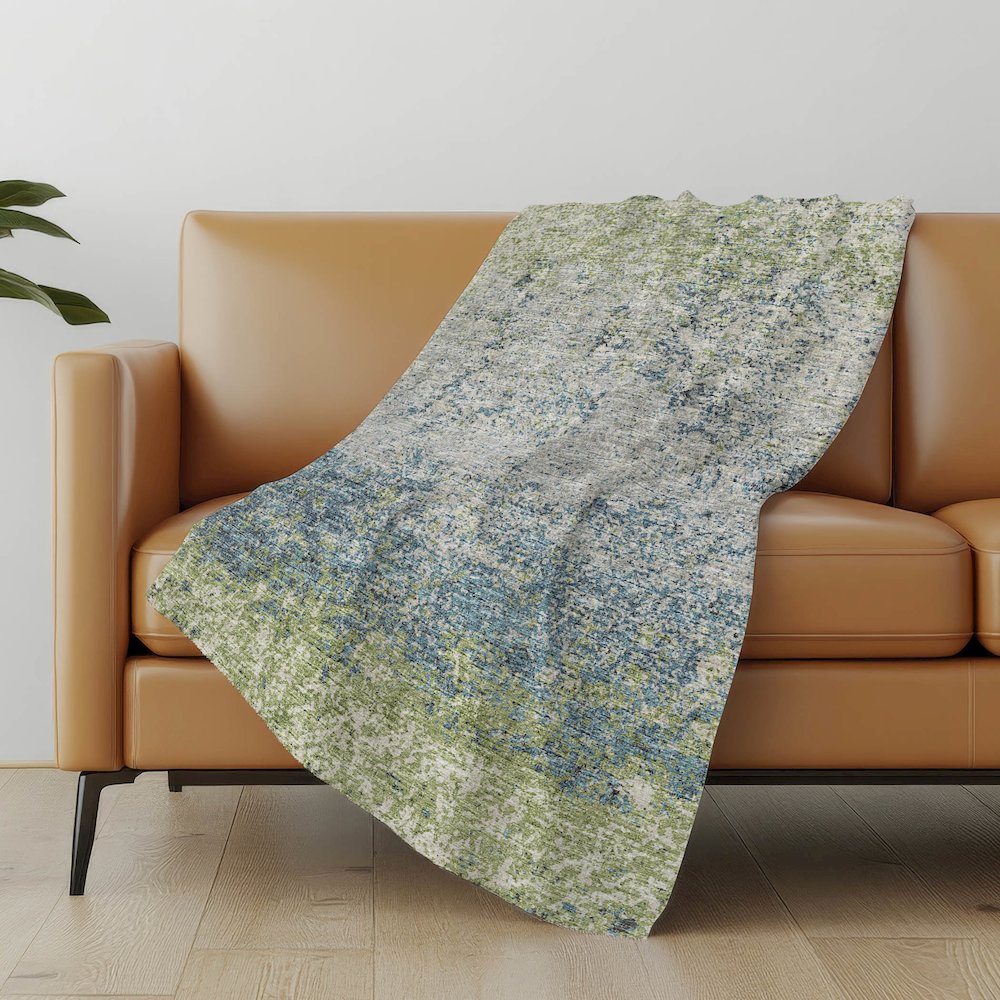 Premium Machine Washable ASB36 Green 50" x 70" Sherpa Throw Blanket. Picture 4