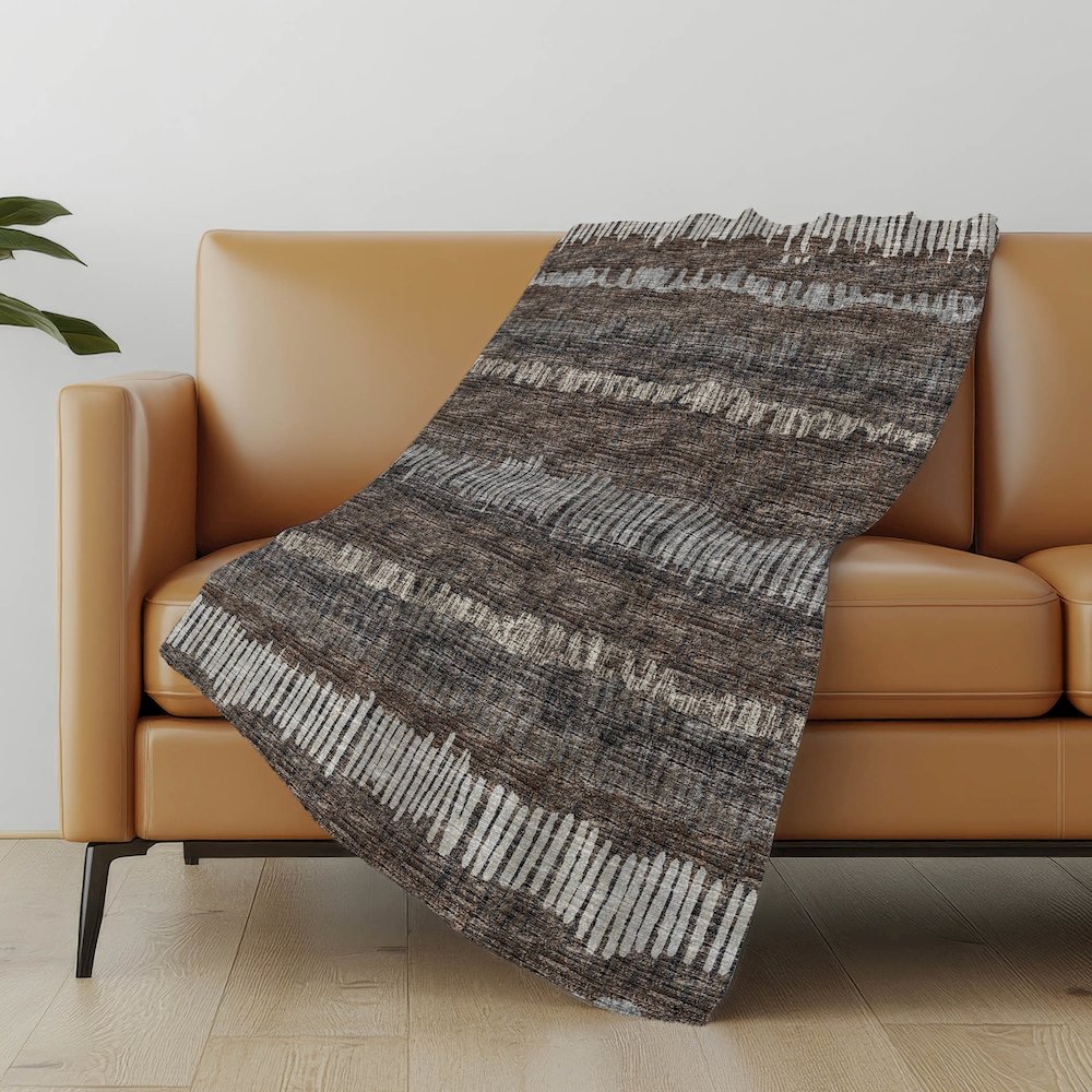 Premium Machine Washable ASB37 Brown 50" x 70" Sherpa Throw Blanket. Picture 4