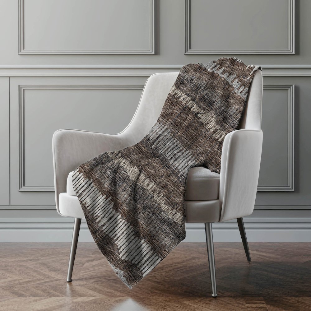 Premium Machine Washable ASB37 Brown 50" x 70" Sherpa Throw Blanket. Picture 5