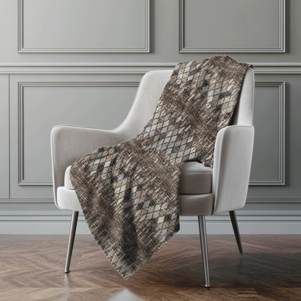Premium Machine Washable ASB38 Brown 50" x 70" Sherpa Throw Blanket. Picture 5