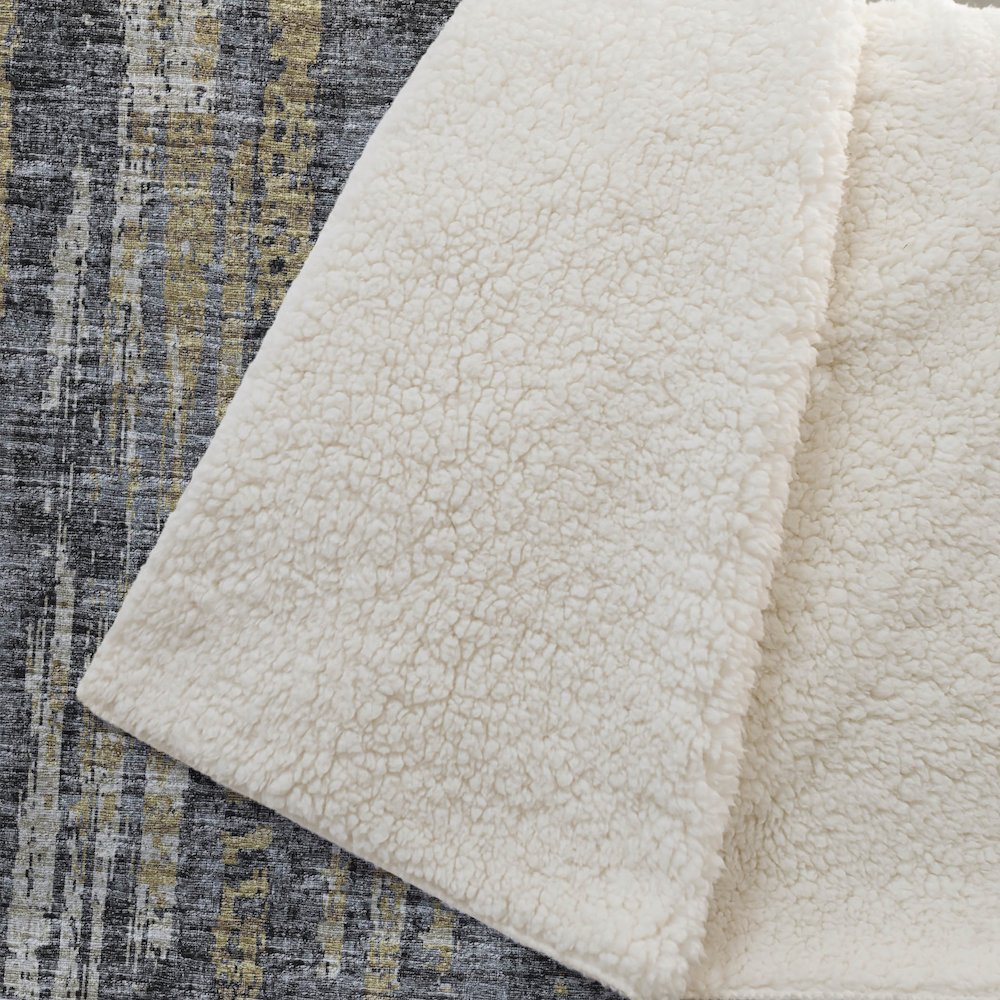 Premium Machine Washable ASB39 Granite 50" x 70" Sherpa Throw Blanket. Picture 2