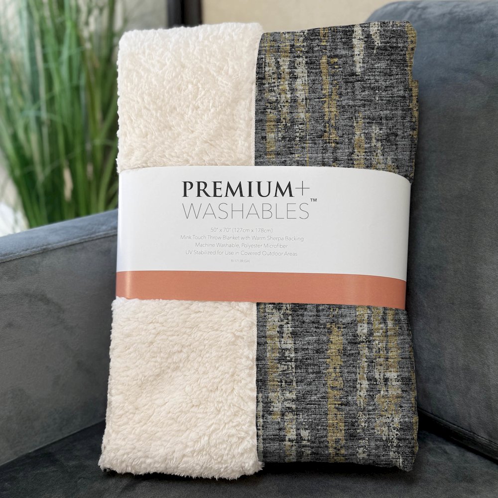 Premium Machine Washable ASB39 Granite 50" x 70" Sherpa Throw Blanket. Picture 3