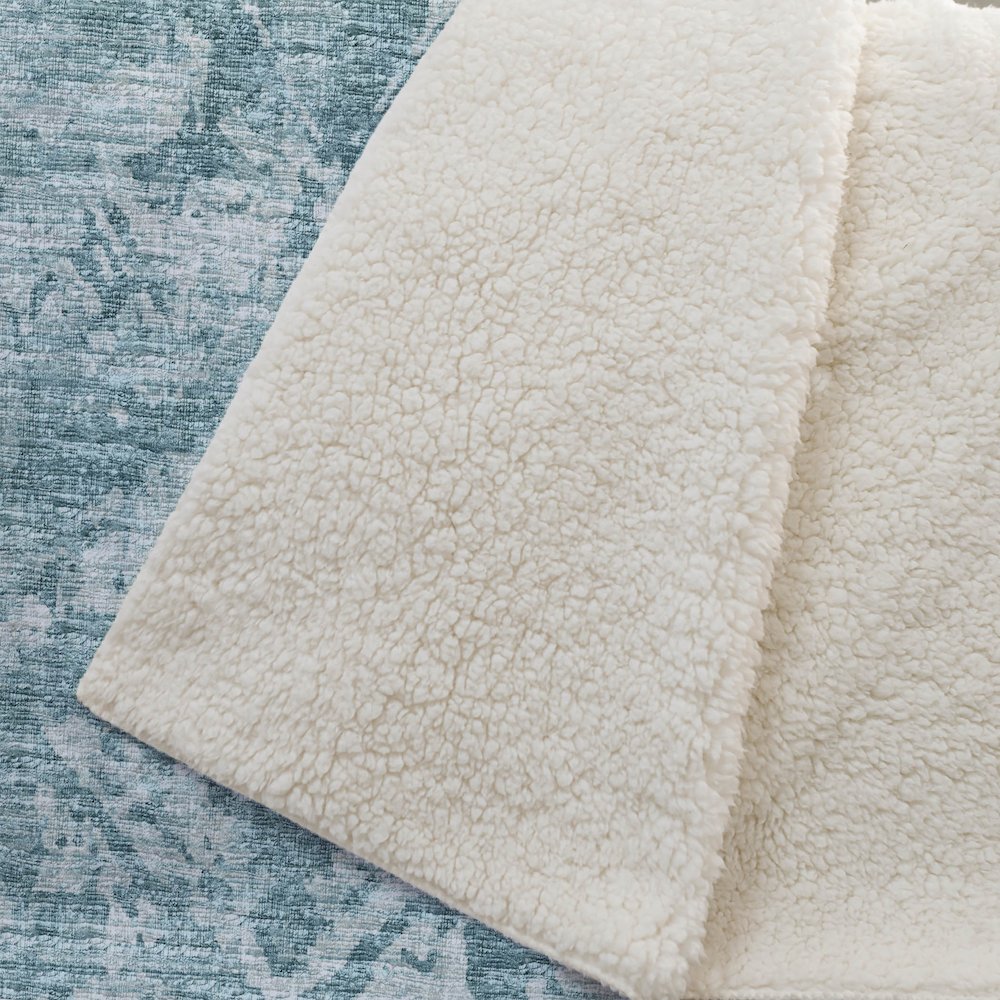 Premium Machine Washable ASB40 Blue 50" x 70" Sherpa Throw Blanket. Picture 2