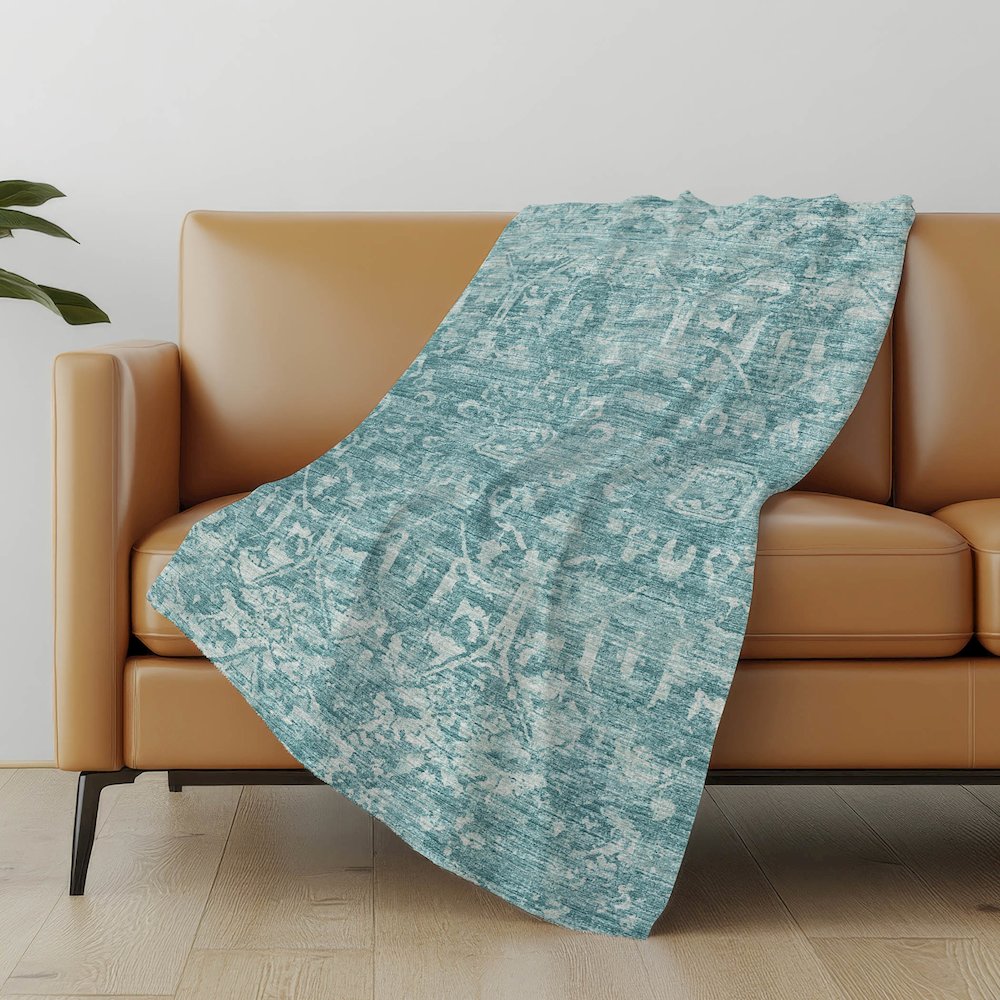 Premium Machine Washable ASB40 Blue 50" x 70" Sherpa Throw Blanket. Picture 4